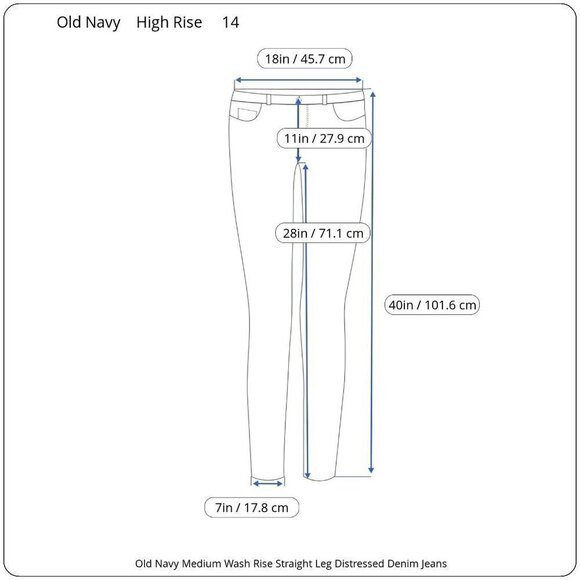 Old Navy Medium Wash High Rise Straight Leg Distressed Denim Jeans Plus Size 14 - Picture 3 of 8